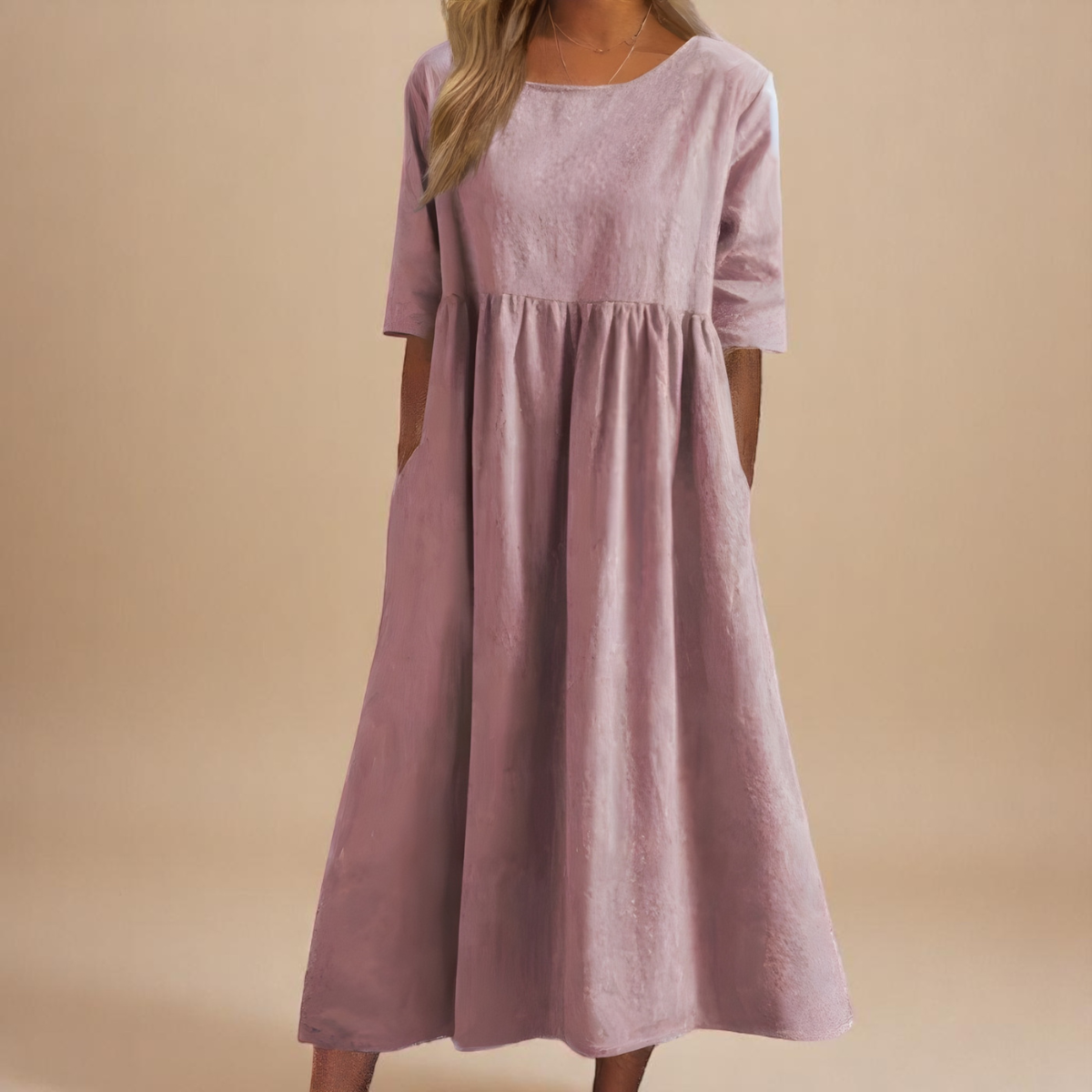 Aurelia Women's Dress | Mid Sleeve, Cotton Comfort, Side Pockets 7