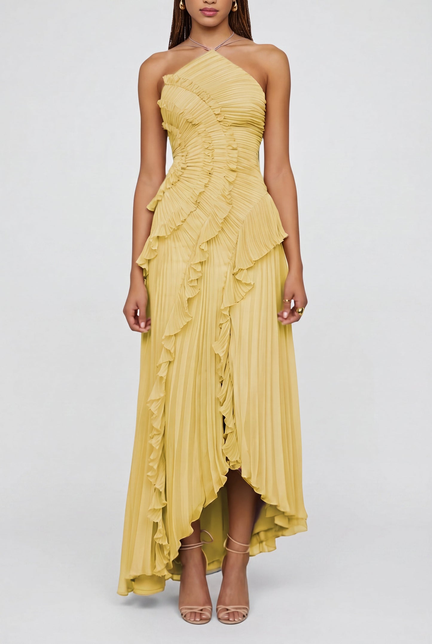 Ava Women's Dress | Ruffle Halter A-Line Cocktail Dress 4