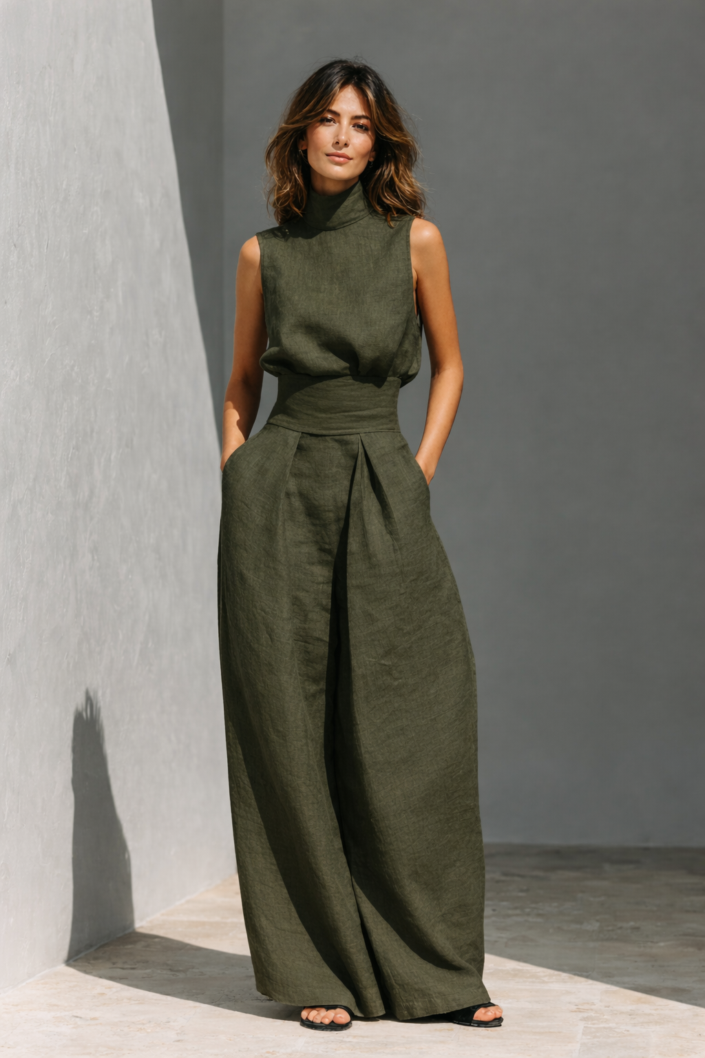 Elysia Wide Leg Pant Suit | Lightweight Trouser Coord, Elegant Sleeveless Design 4