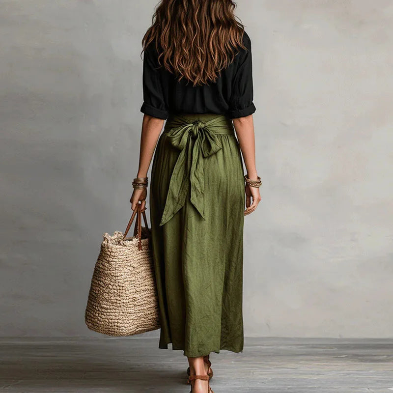Jade Women's Co-Ord Set | Lightweight Linen Two Piece Skirt Set with Tie-Waist 5