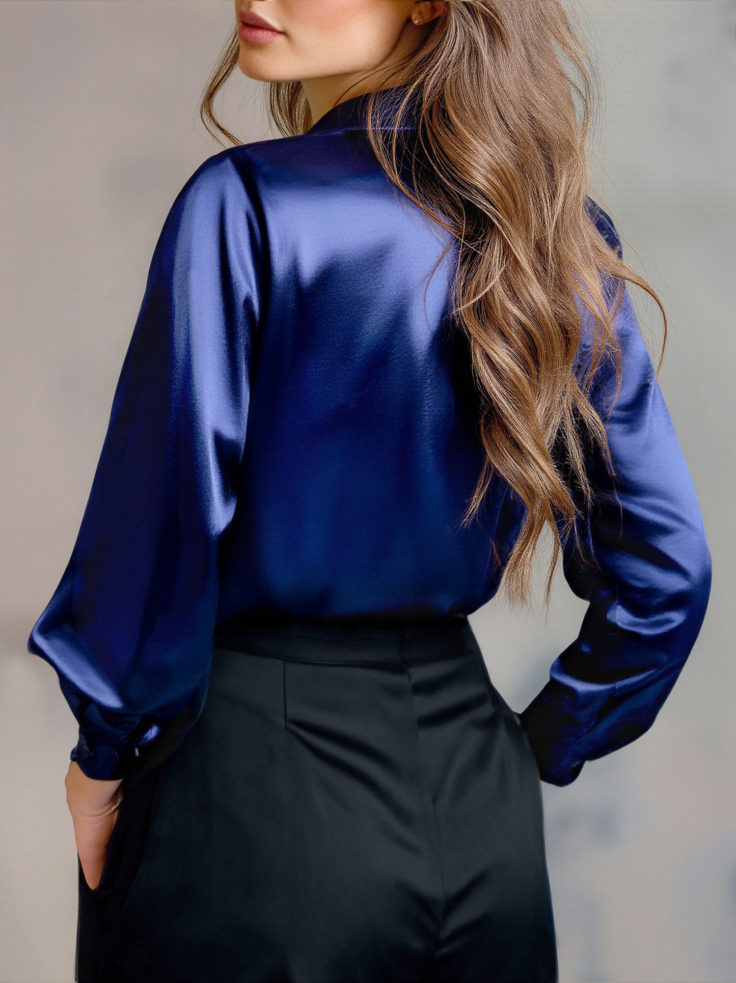 Moya Women's Blouse | Elegant Silk Long Sleeve Tops, Plus Size Available 2