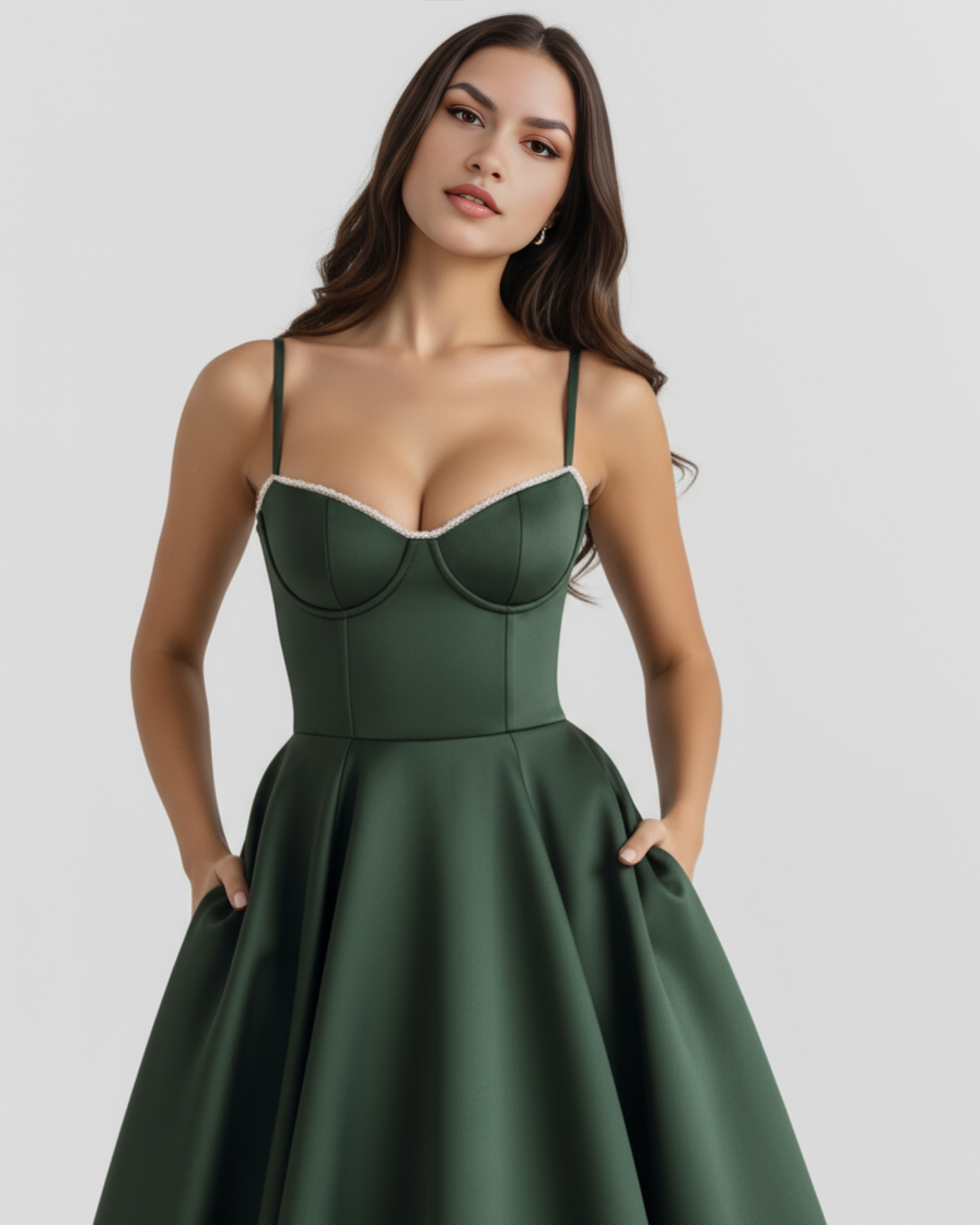 Sienna Midi Dress | Satin Feel, Boned Bodice, Wedding Guest Dress 5