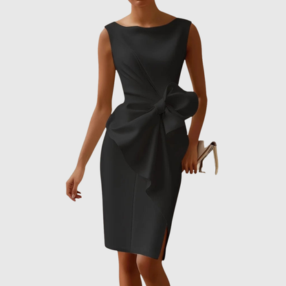 Ainsley White Midi Dress | Elegant Sleeveless Design, Asymmetrical Drape 0