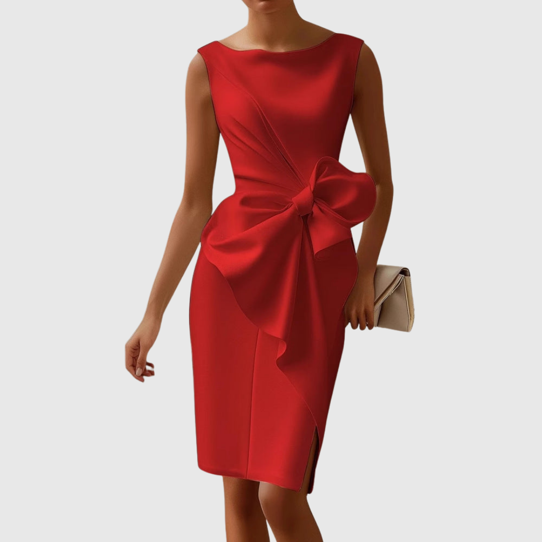 Ainsley White Midi Dress | Elegant Sleeveless Design, Asymmetrical Drape 1