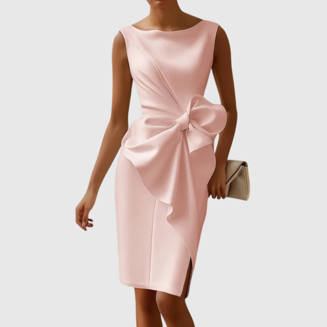 Ainsley White Midi Dress | Elegant Sleeveless Design, Asymmetrical Drape 2