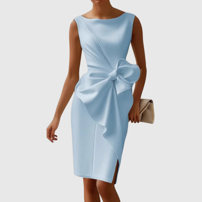 Ainsley White Midi Dress | Elegant Sleeveless Design, Asymmetrical Drape 3
