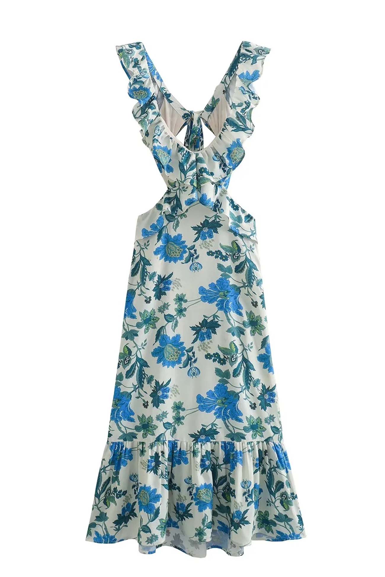 Alina Floral Maxi Dress | Cotton Blend Ruffle Strap V-Neck 4