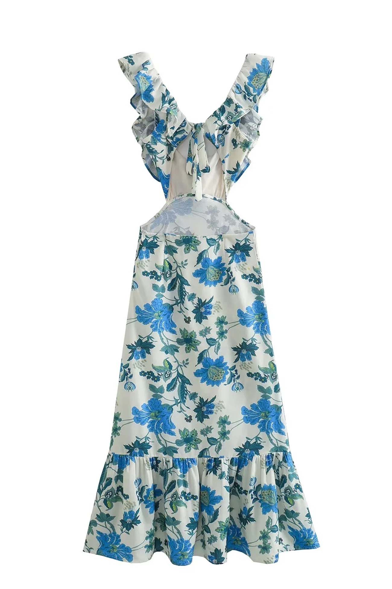 Alina Floral Maxi Dress | Cotton Blend Ruffle Strap V-Neck 5