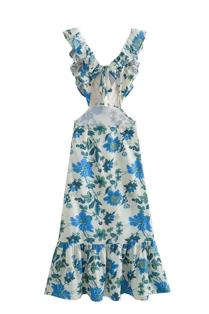 Alina Floral Maxi Dress | Cotton Blend Ruffle Strap V-Neck 5