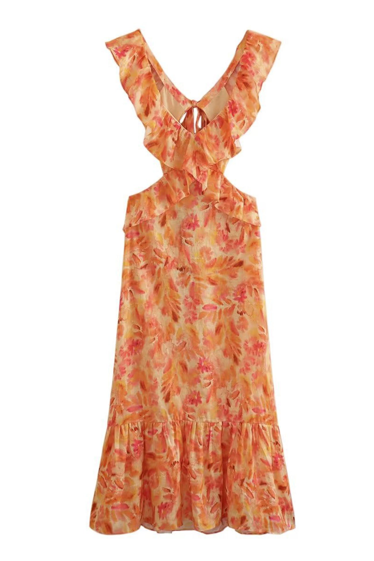 Alina Floral Maxi Dress | Cotton Blend Ruffle Strap V-Neck 6