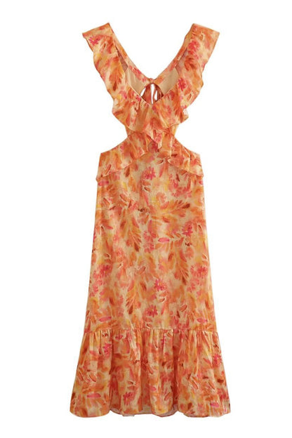 Alina Floral Maxi Dress | Cotton Blend Ruffle Strap V-Neck 6