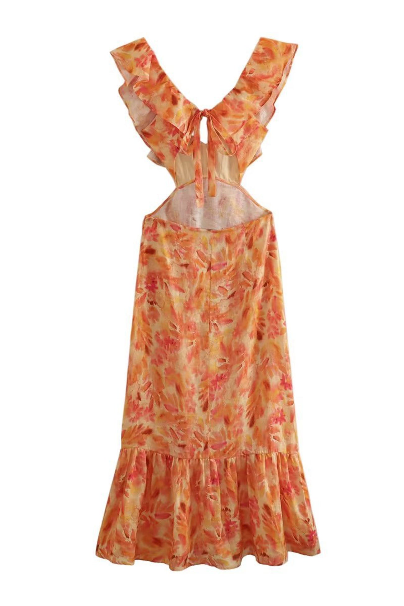 Alina Floral Maxi Dress | Cotton Blend Ruffle Strap V-Neck 7