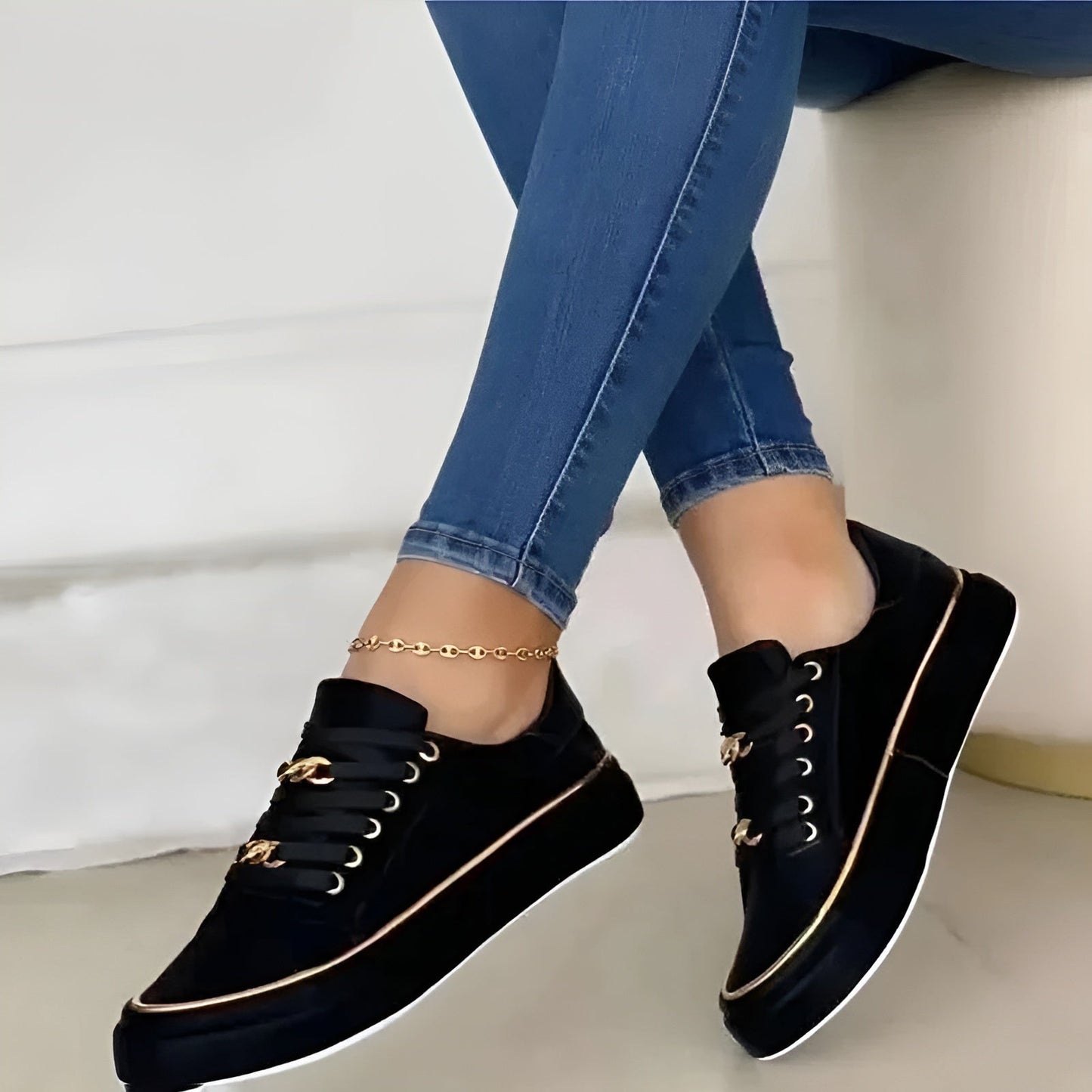Alyssa Sneakers | Chic Comfort with Golden Accents, Shock-Absorbing Sole 3