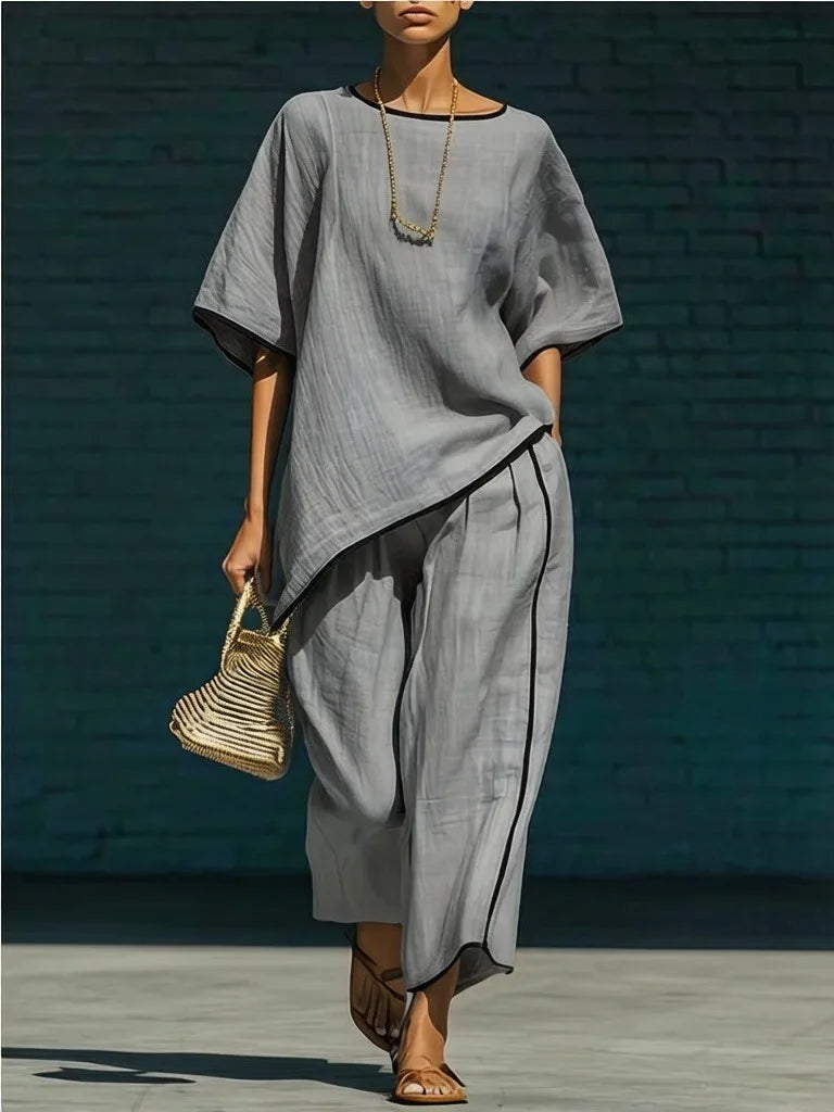 Alyssa Women's Pant Set | Lightweight Linen Two Piece Pants Set 4