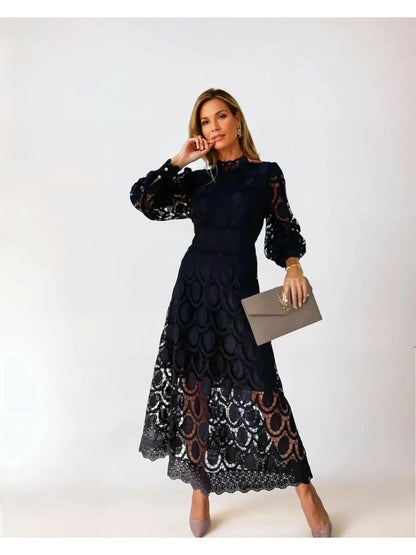 Amara Long Dress | Elegant Lace Design, Tailored Fit for Women 1