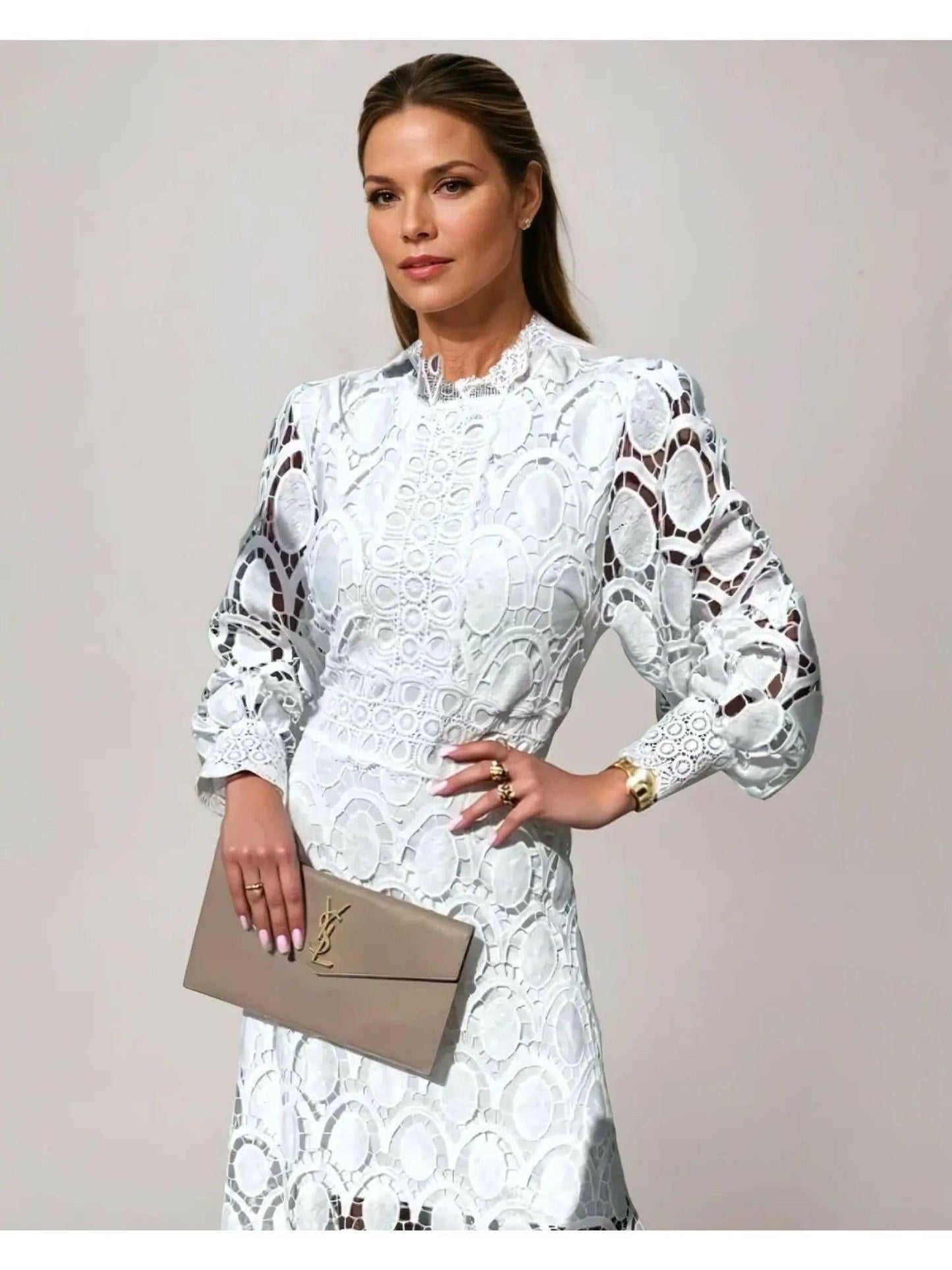 Amara Long Dress | Elegant Lace Design, Tailored Fit for Women 2