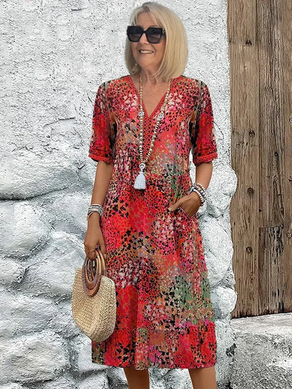 Aria Midi Dress | Vibrant Pattern, Flattering Fit - Ideal for Wedding Guest & Summer Events 0