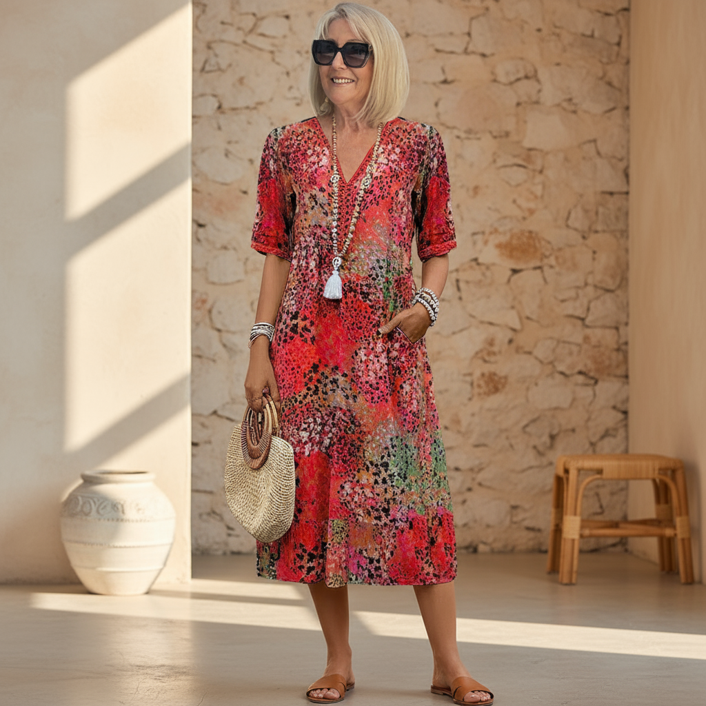 Aria Midi Dress | Vibrant Pattern, Flattering Fit - Ideal for Wedding Guest & Summer Events 1