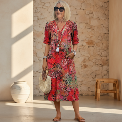Aria Midi Dress | Vibrant Pattern, Flattering Fit - Ideal for Wedding Guest & Summer Events 1