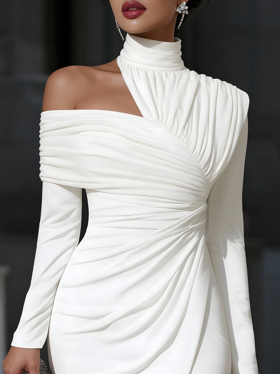 Astra Evening Gown | Asymmetric Draped, High-Neck Design for Formal Events 5