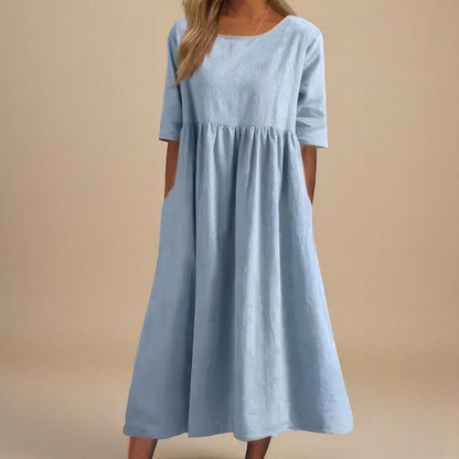 Aurelia Women's Dress | Mid Sleeve, Cotton Comfort, Side Pockets 0