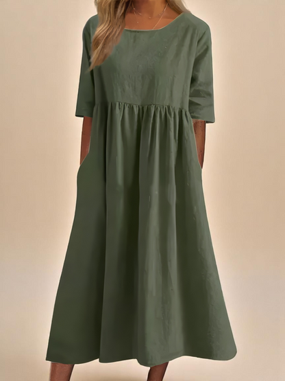 Aurelia Women's Dress | Mid Sleeve, Cotton Comfort, Side Pockets 3