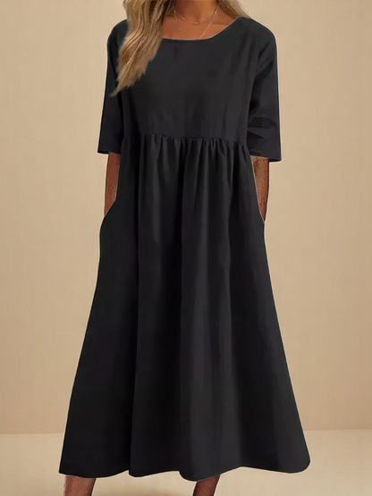 Aurelia Women's Dress | Mid Sleeve, Cotton Comfort, Side Pockets 4
