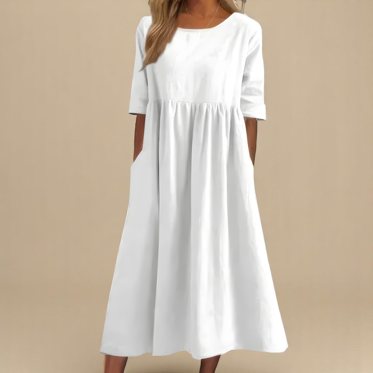Aurelia Women's Dress | Mid Sleeve, Cotton Comfort, Side Pockets 5