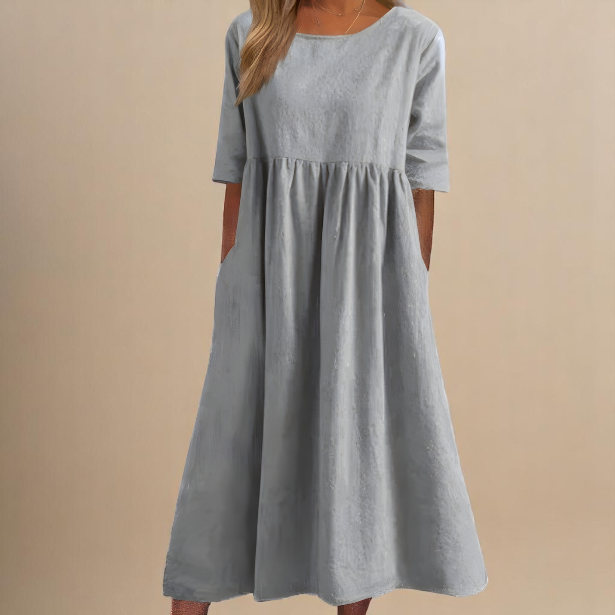 Aurelia Women's Dress | Mid Sleeve, Cotton Comfort, Side Pockets 6