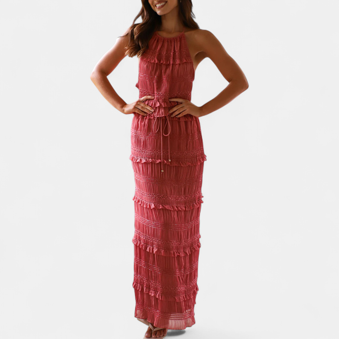 Ava Maxi Dress | Boho Halter Neck, Flowy Summer Wedding Guest Option 0