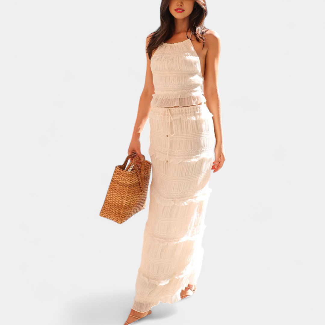 Ava Maxi Dress | Boho Halter Neck, Flowy Summer Wedding Guest Option 1