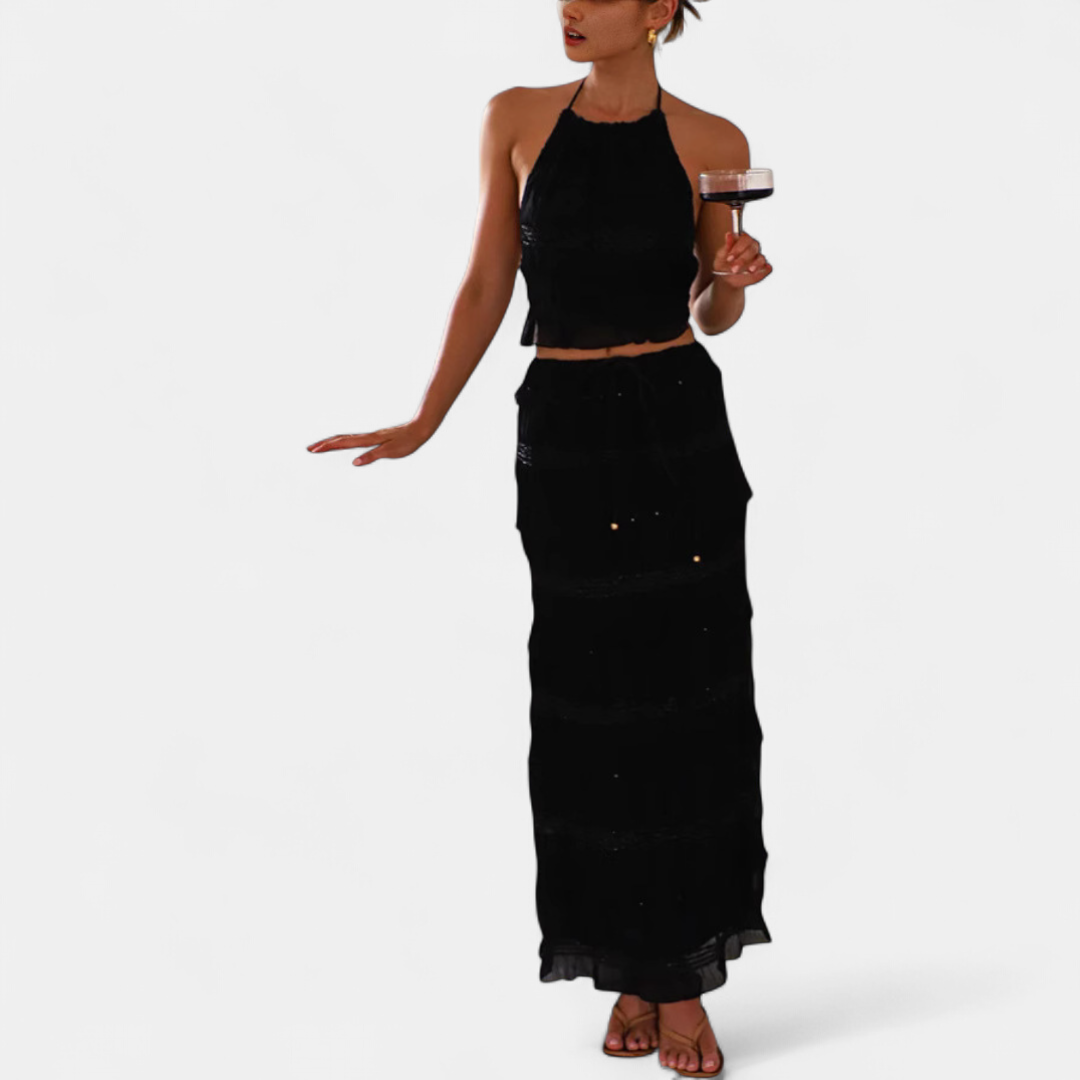 Ava Maxi Dress | Boho Halter Neck, Flowy Summer Wedding Guest Option 2