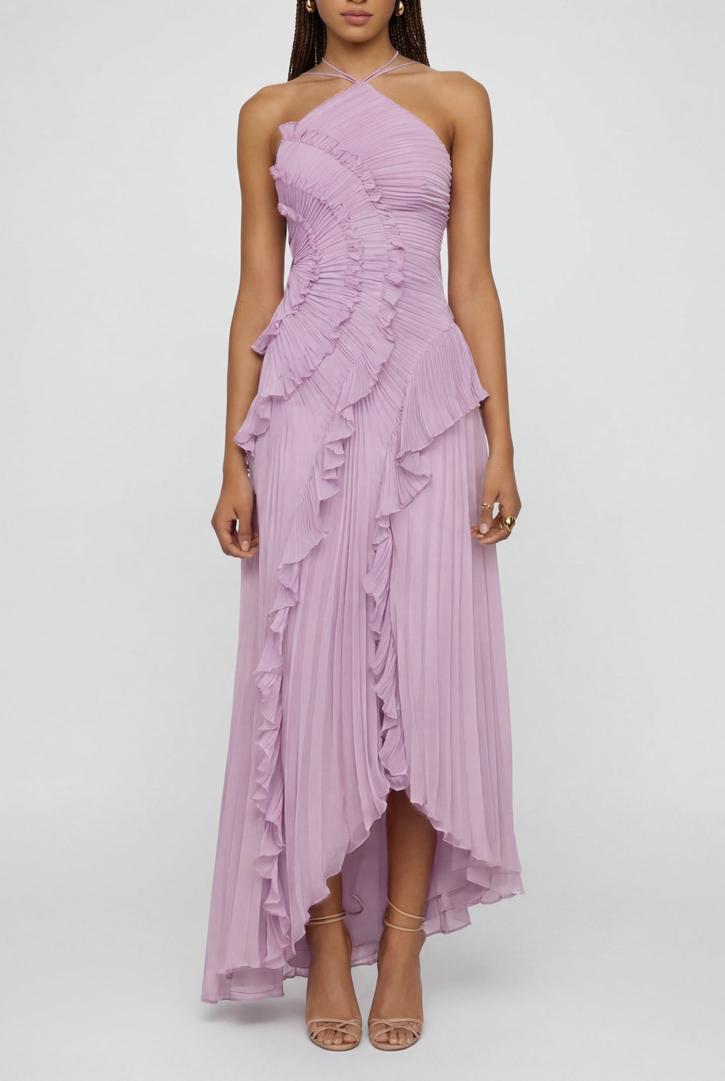 Ava Women's Dress | Ruffle Halter A-Line Cocktail Dress 0