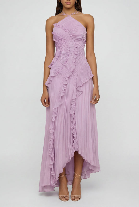 Ava Women's Dress | Ruffle Halter A-Line Cocktail Dress 0