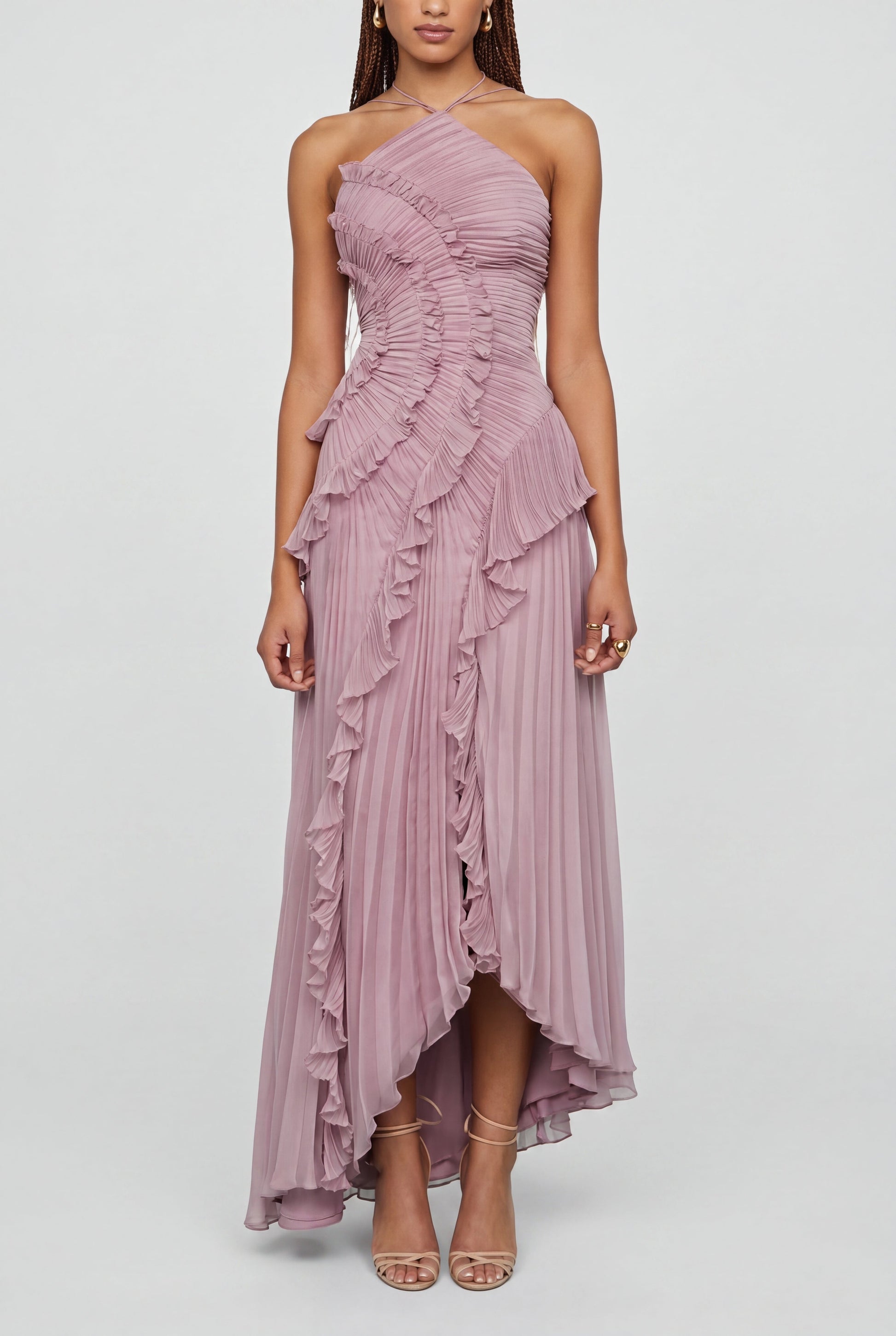 Ava Women's Dress | Ruffle Halter A-Line Cocktail Dress 2