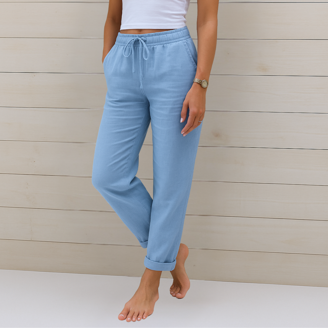 Aveline Lounge Pants | Cotton-Linen Blend, Elastic Waist, Women's Casual Trousers 1