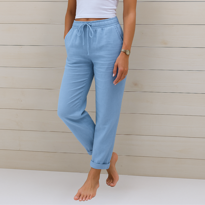Aveline Lounge Pants | Cotton-Linen Blend, Elastic Waist, Women's Casual Trousers 1