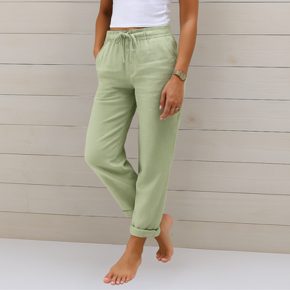 Aveline Lounge Pants | Cotton-Linen Blend, Elastic Waist, Women's Casual Trousers 2