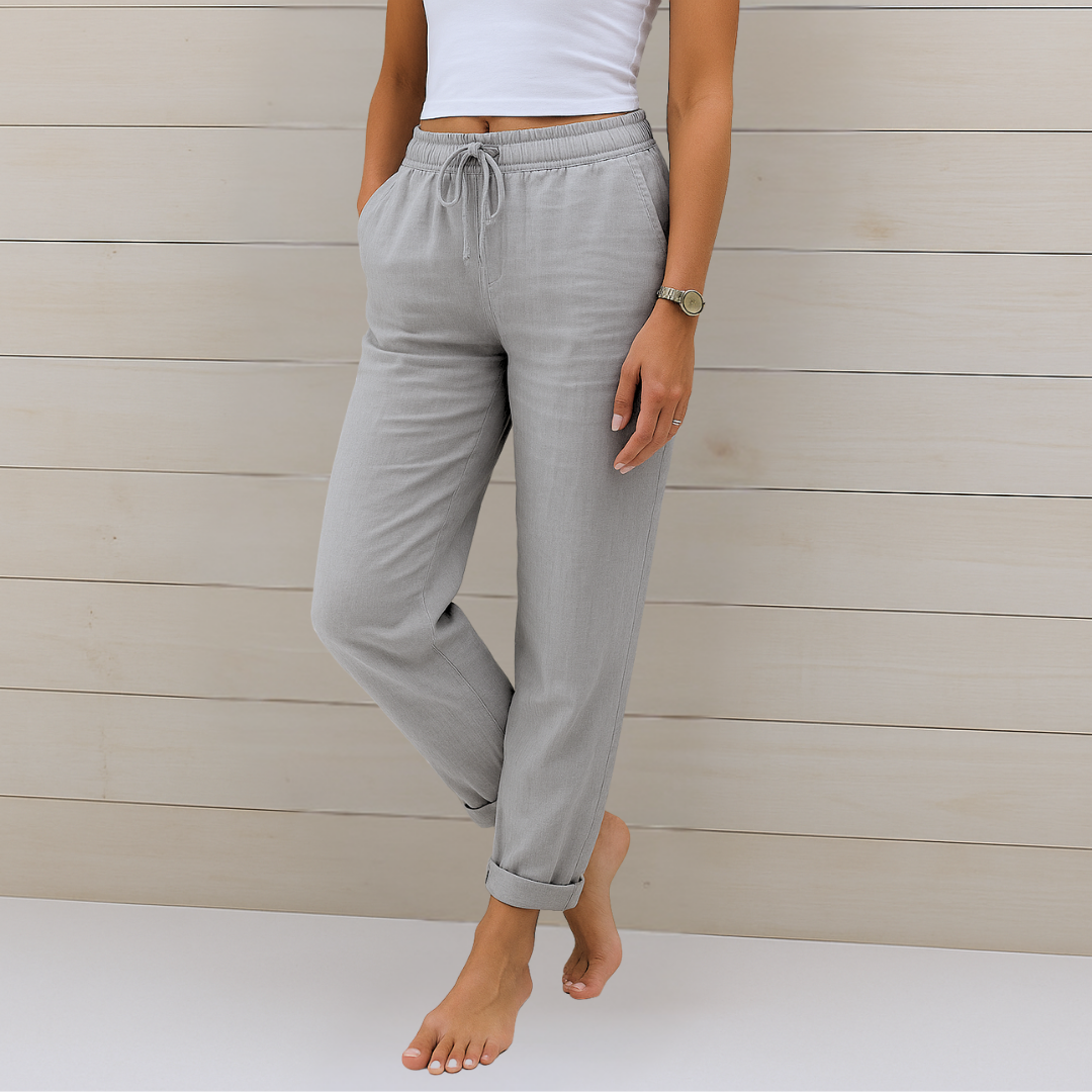 Aveline Lounge Pants | Cotton-Linen Blend, Elastic Waist, Women's Casual Trousers 3