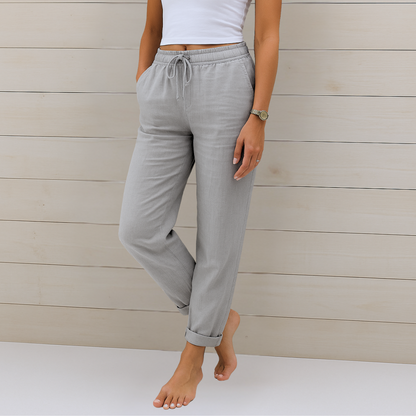 Aveline Lounge Pants | Cotton-Linen Blend, Elastic Waist, Women's Casual Trousers 3