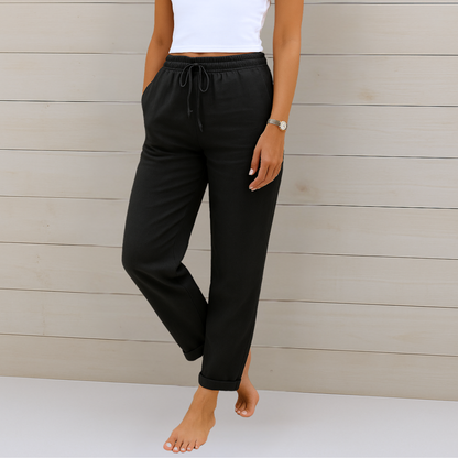 Aveline Lounge Pants | Cotton-Linen Blend, Elastic Waist, Women's Casual Trousers 4