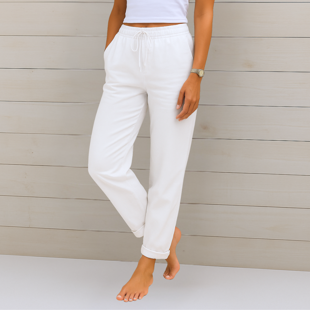Aveline Lounge Pants | Cotton-Linen Blend, Elastic Waist, Women's Casual Trousers 6
