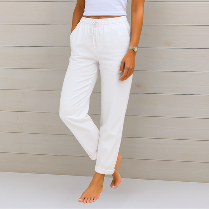 Aveline Lounge Pants | Cotton-Linen Blend, Elastic Waist, Women's Casual Trousers 6