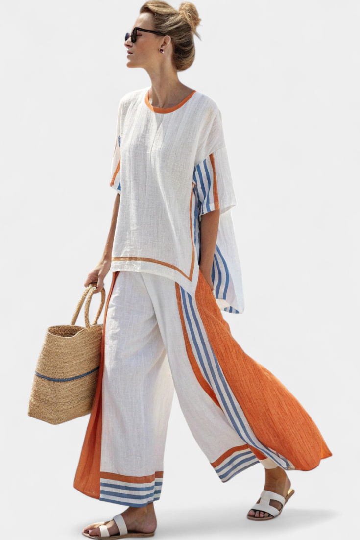 Azelia Women's Set | Oversized Striped Loungewear in Lightweight Fabric 0