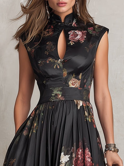 Blythe Midi Dress | Satin, Keyhole Collar, Pleated Skirt for Wedding Guest and Formal Events 3
