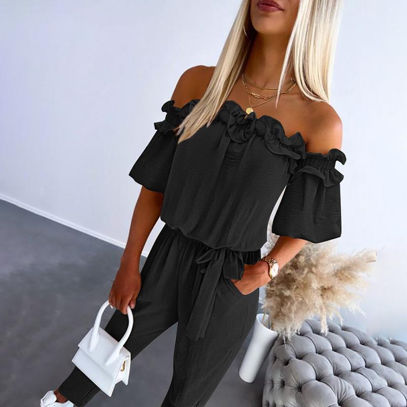 Cami Black Jumpsuit | Off-Shoulder, Adjustable Tie-Waist 1