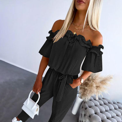 Cami Black Jumpsuit | Off-Shoulder, Adjustable Tie-Waist 1
