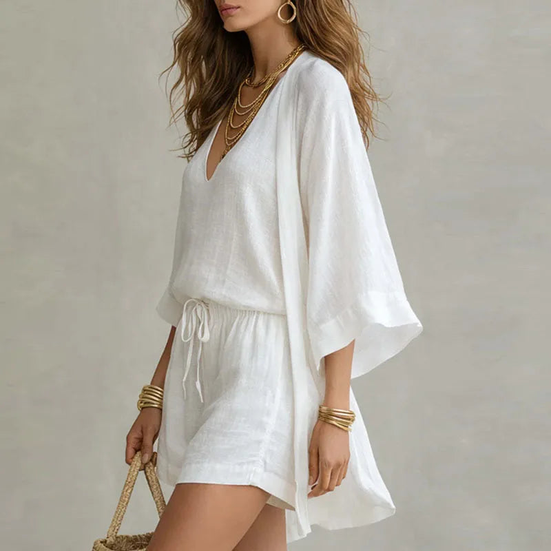 Cleo Co Ord Set | Lightweight Cotton Linen, Sleeveless Top & Drawstring Shorts 1