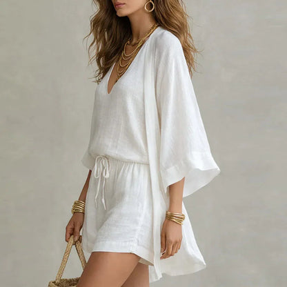Cleo Co Ord Set | Lightweight Cotton Linen, Sleeveless Top & Drawstring Shorts 1