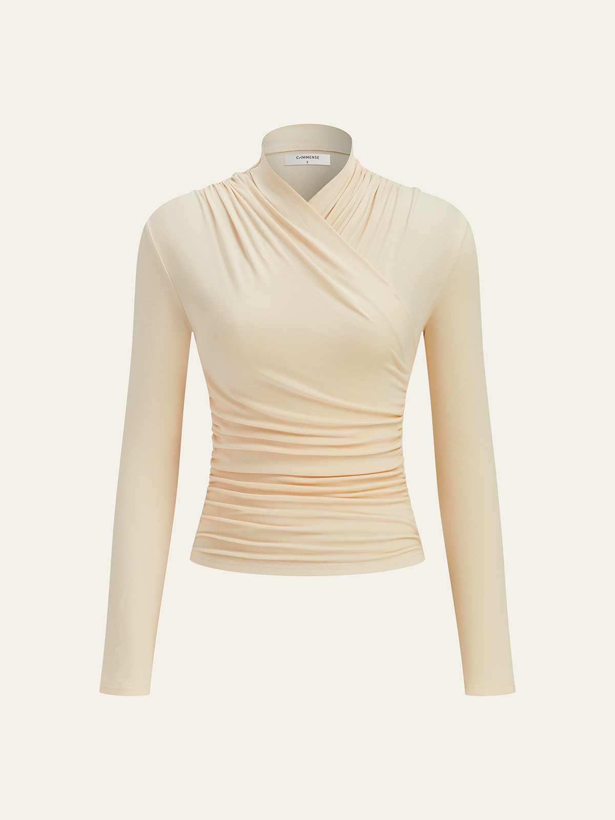 Cora Long Sleeve Crop Top | Cross-Over Collar, Slim Fit, Jersey 1